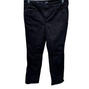 NYDJ Marilyn Straight Leg Black Dark Wash Jeans‎ Womens 12 Lift Tuck Technology